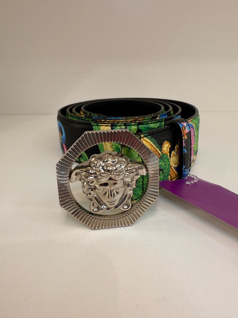Versace Multicolor Floral Belt